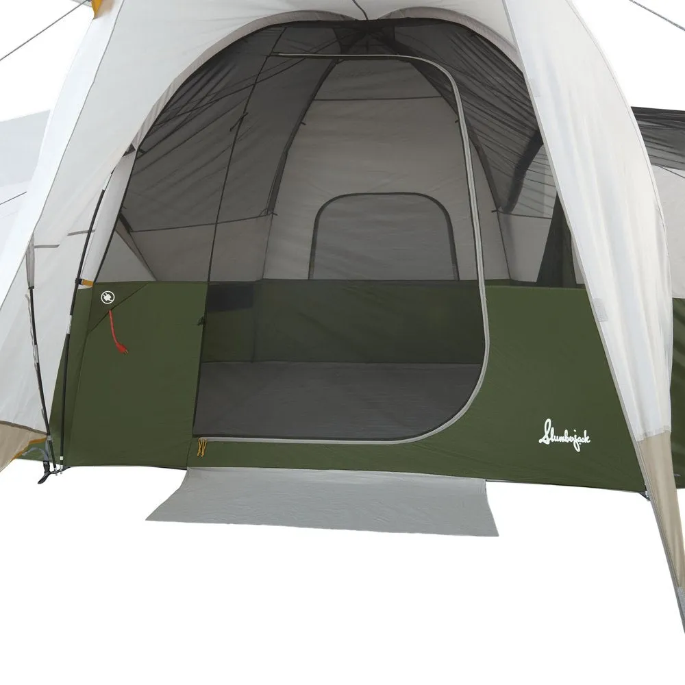 10-Person, 3-Room, Hybrid Dome Tent, Off-White / Green, with Full Fly, Weight 26 Lbs. 6 oz.
