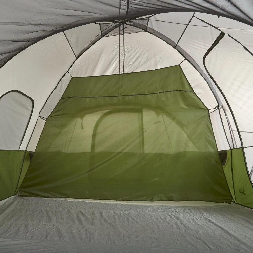 10-Person, 3-Room, Hybrid Dome Tent, Off-White / Green, with Full Fly, Weight 26 Lbs. 6 oz.