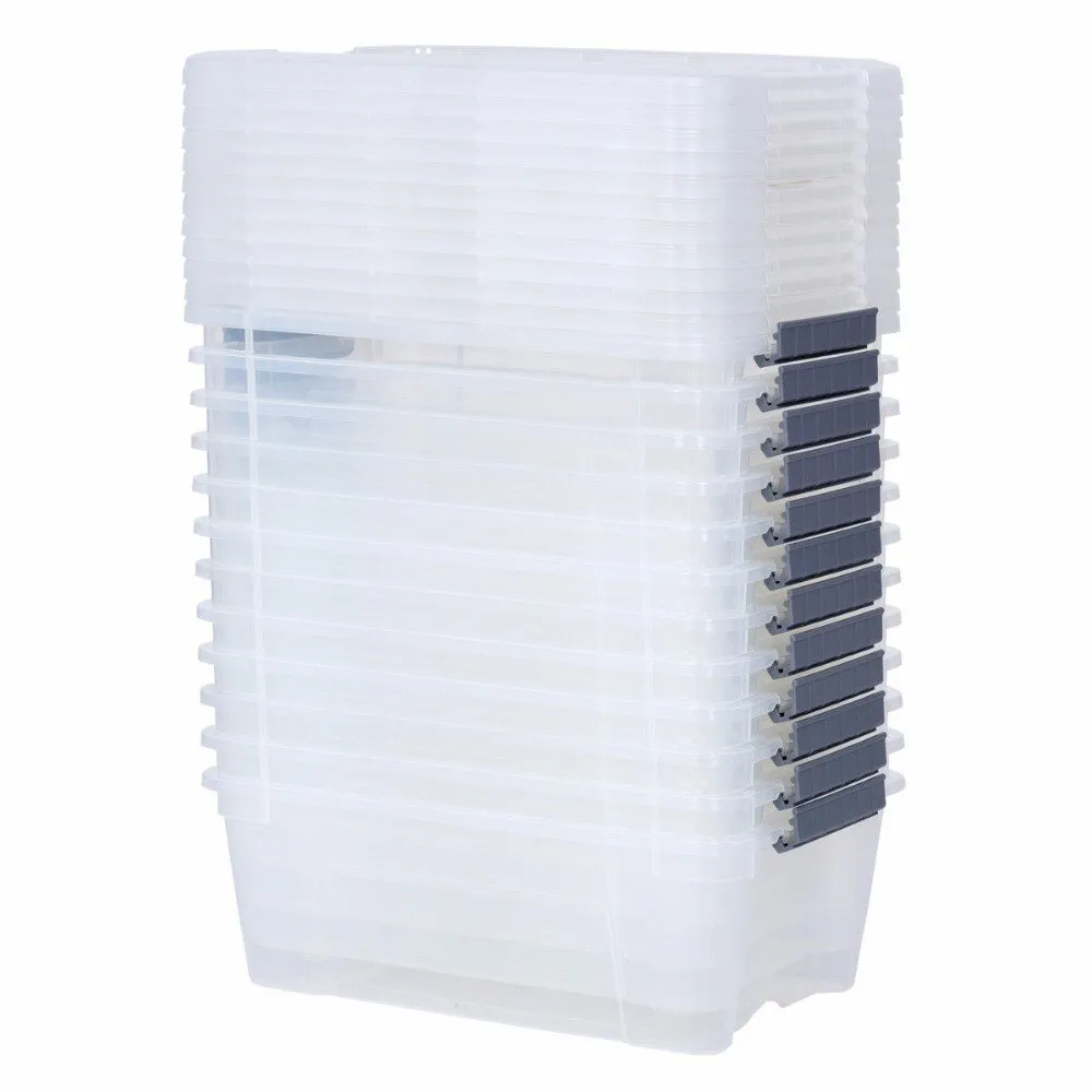 12 Pack 156 Quart 144 Liter Latch Stack Storage Box Tubs Bins Latches Handles