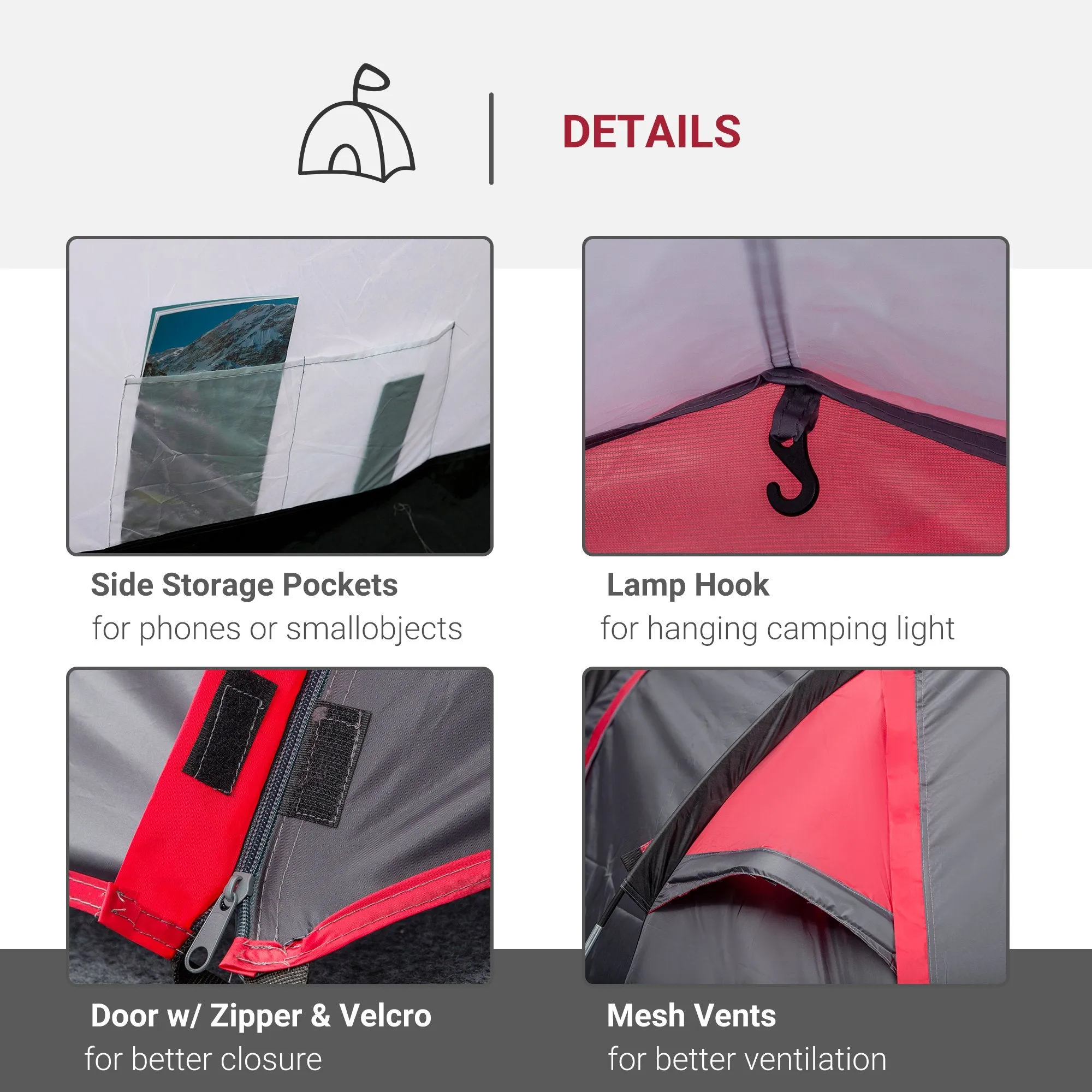 2-3 Person Tunnel Tent with Sewn-in Groundsheet