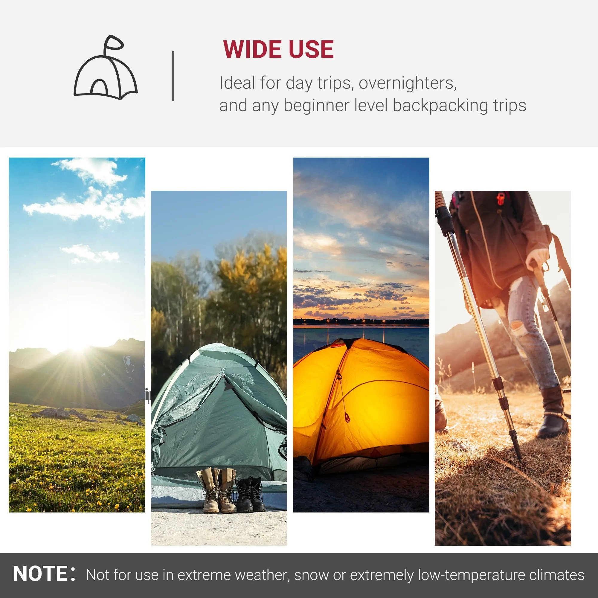 2-3 Person Tunnel Tent with Sewn-in Groundsheet