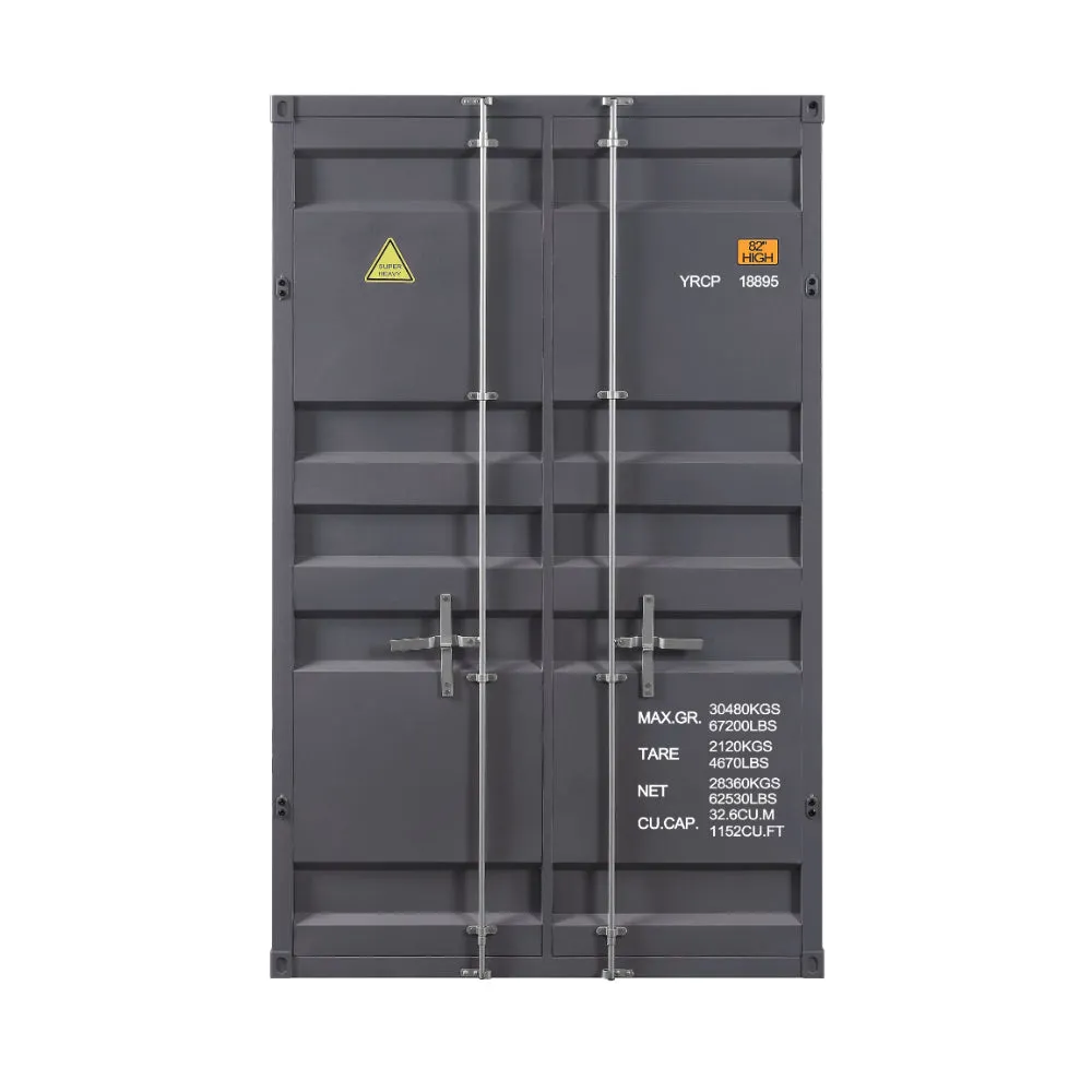 2 Door Storage Wardrobe with  Gunmetal Gray Finish and Cremone Bolts, Gray By Casagear Home