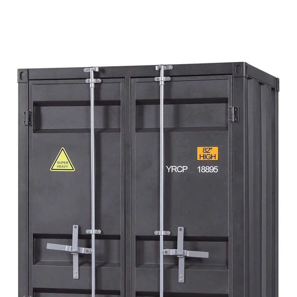 2 Door Storage Wardrobe with  Gunmetal Gray Finish and Cremone Bolts, Gray By Casagear Home