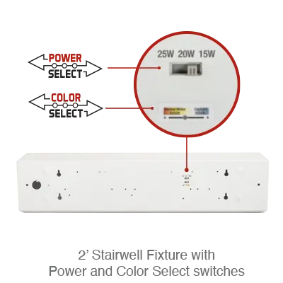 2 Foot LED Stairwell Light, 3150 Lumens, 15W/20W/25W Selectable, 120-277V, CCT Selectable 3500K/4000K/5000K