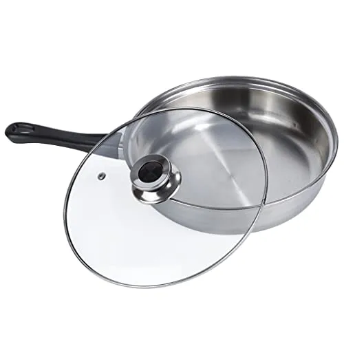 6 Piece Stainless Steel Cooking Pot & Pan Sets Cookware Set Kitchen Safe Saucepan Casserole Pan Glass Lid Pans