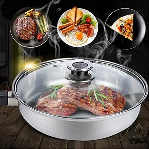 6 Piece Stainless Steel Cooking Pot & Pan Sets Cookware Set Kitchen Safe Saucepan Casserole Pan Glass Lid Pans