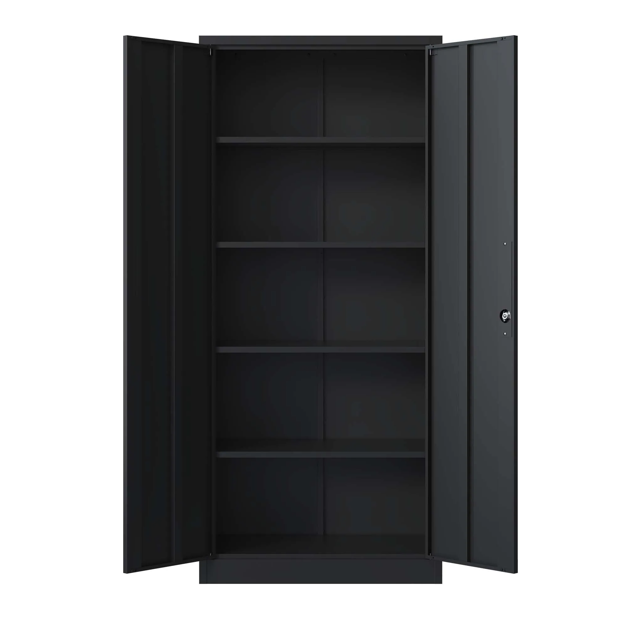 72"H Metal Garage Storage Cabinet, Black Steel Tool Locking Cabinet, 4 Shelves, Tall Cabinet for Garage Systems, Lockable File Cabinet for Home Office, Classroom/Pantry