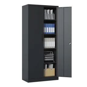 72"H Metal Garage Storage Cabinet, Black Steel Tool Locking Cabinet, 4 Shelves, Tall Cabinet for Garage Systems, Lockable File Cabinet for Home Office, Classroom/Pantry