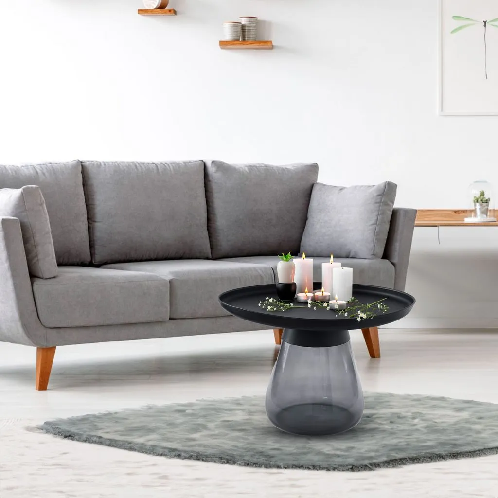 Aeryn Nesting Table, 24" Tray Top Nesting Table With Glass Base