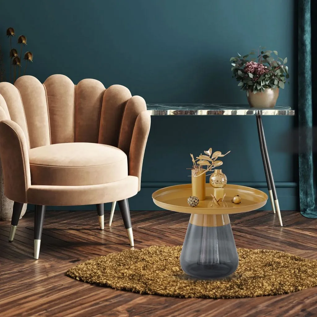 Aeryn Nesting Table, 24" Tray Top Nesting Table With Glass Base