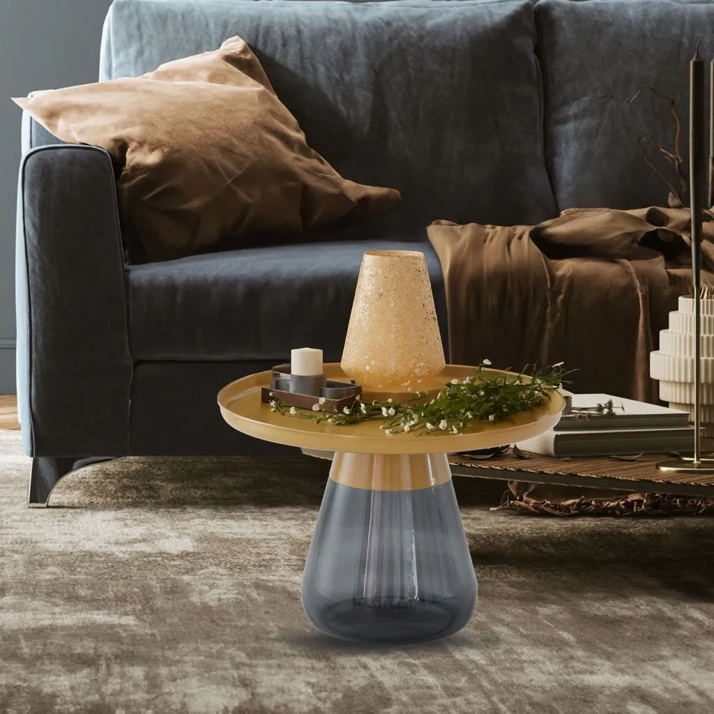 Aeryn Nesting Table, 24" Tray Top Nesting Table With Glass Base