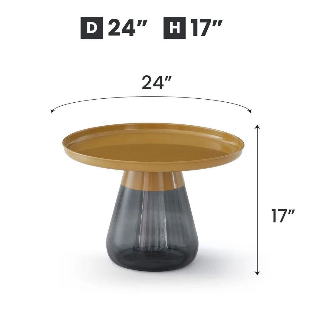 Aeryn Nesting Table, 24" Tray Top Nesting Table With Glass Base