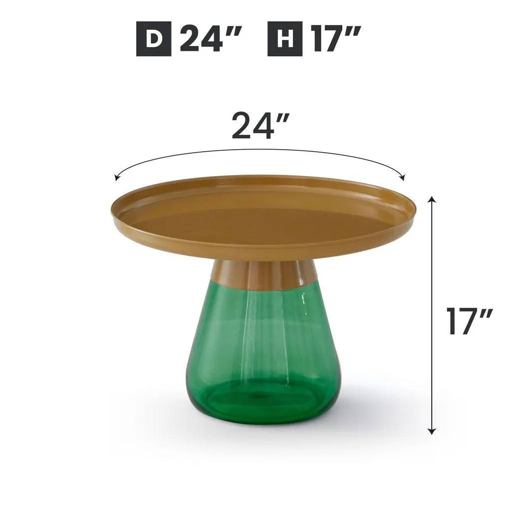 Aeryn Nesting Table, 24" Tray Top Nesting Table With Glass Base