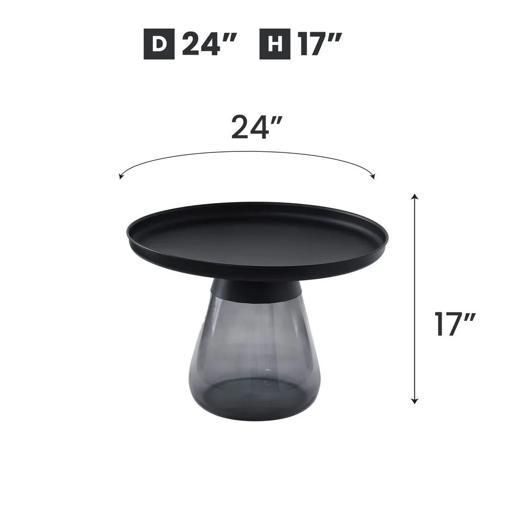 Aeryn Nesting Table, 24" Tray Top Nesting Table With Glass Base