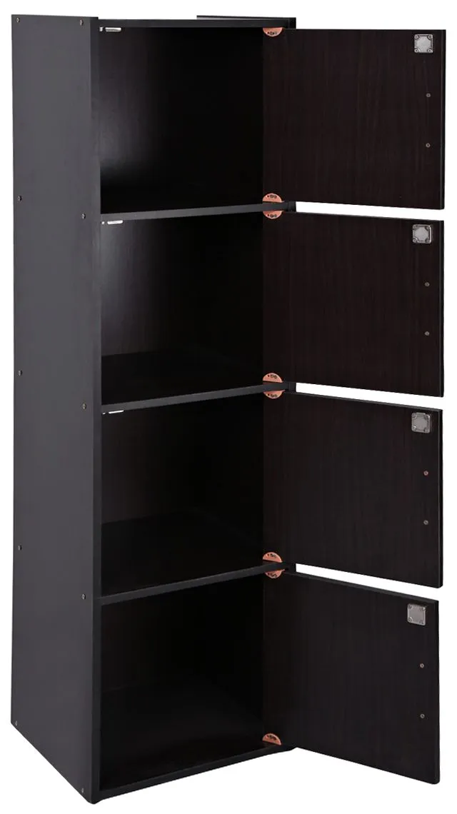 AFT 4 DOOR LOCKABLE WOODEN STORAGE SHELF, DARK BROWN