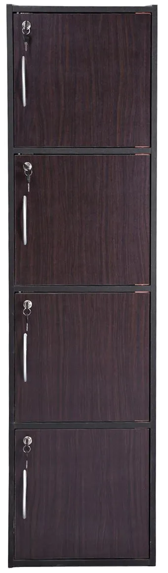 AFT 4 DOOR LOCKABLE WOODEN STORAGE SHELF, DARK BROWN