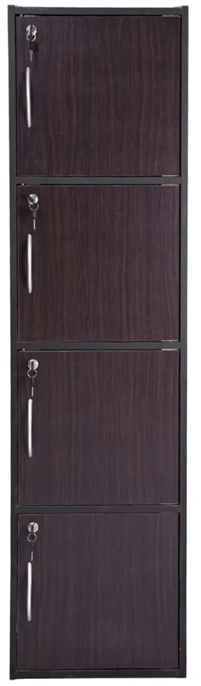 AFT 4 DOOR LOCKABLE WOODEN STORAGE SHELF, DARK BROWN