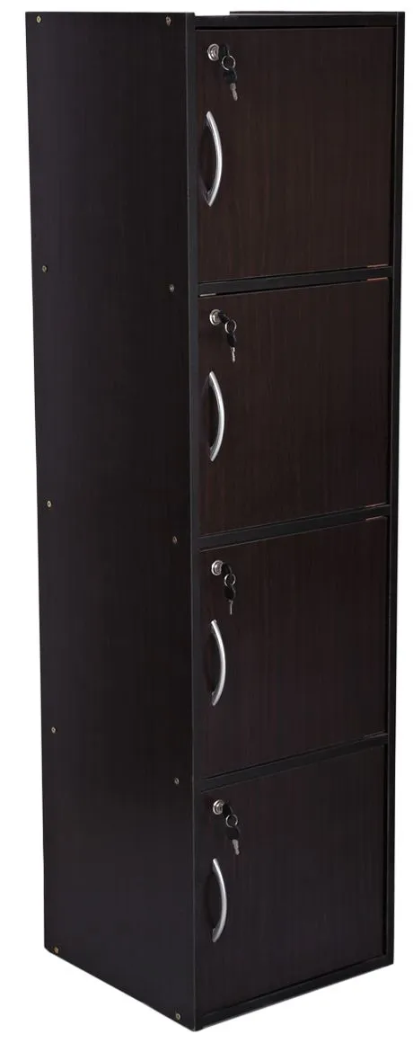 AFT 4 DOOR LOCKABLE WOODEN STORAGE SHELF, DARK BROWN