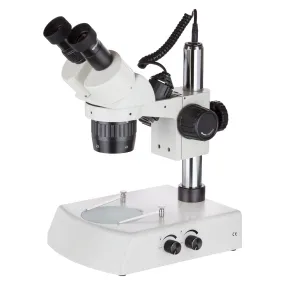 AmScope Super Widefield Binocular Stereo Microscope 20X-40X Magnification with Top & Bottom Halogen Lights on Pillar Stand