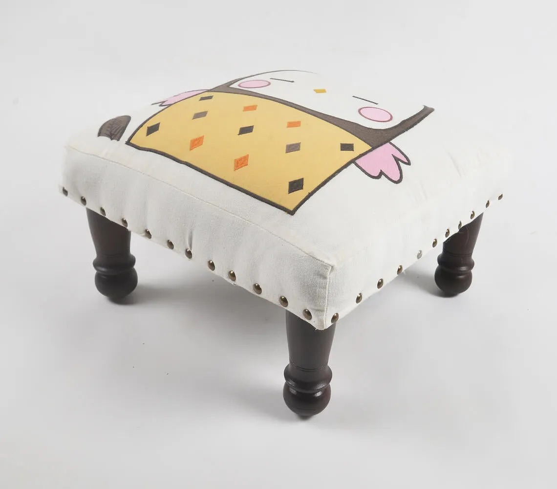 Baby Bird Embroidery Upholstered Stool