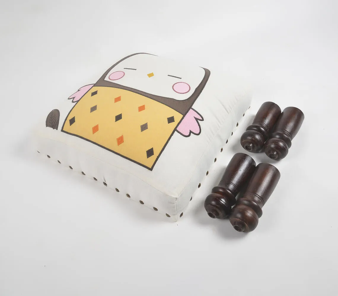 Baby Bird Embroidery Upholstered Stool