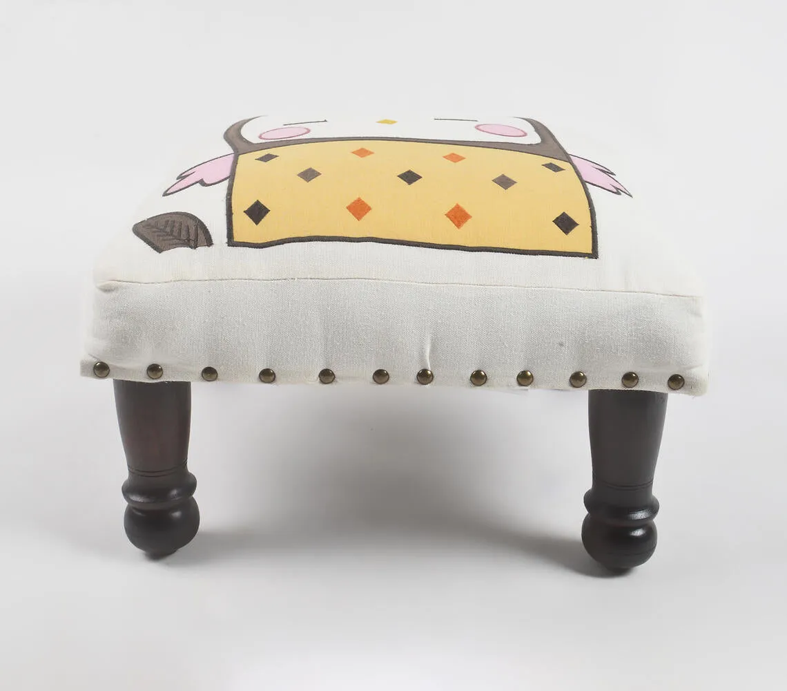 Baby Bird Embroidery Upholstered Stool
