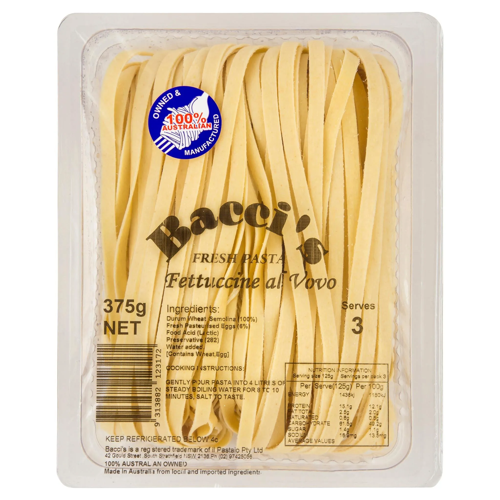 Baccis Fresh Pasta Fettuccine Al Vovo 375g