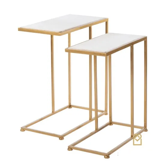 Bella S2 Sofa Tables Marble Top Gold