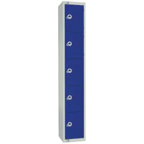 CG617-PS Elite Five Door Padlock Locker with Sloping Top Blue