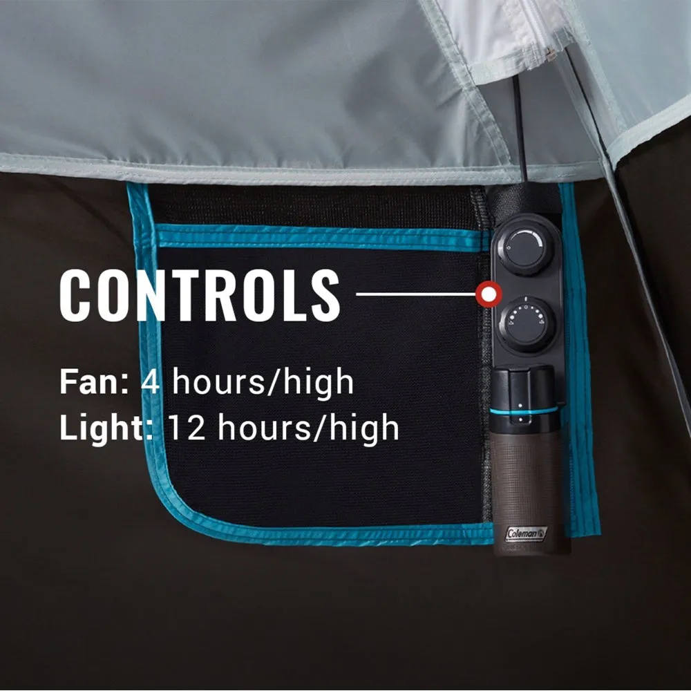 COLEMAN ONESOURCE RECHARGEABLE 4-PERSON CAMPING DOME TENT W/AIRFLOW SYSTEM & LED LIGHTING