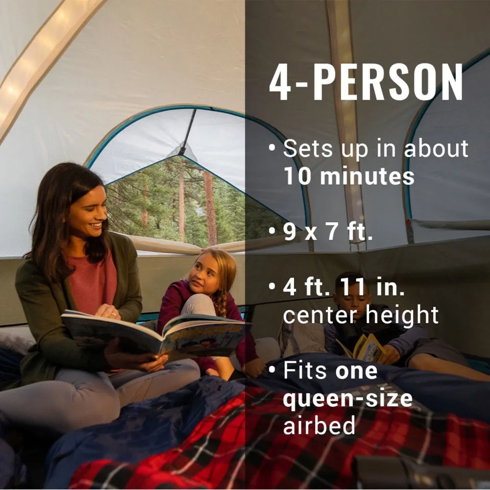 COLEMAN ONESOURCE RECHARGEABLE 4-PERSON CAMPING DOME TENT W/AIRFLOW SYSTEM & LED LIGHTING