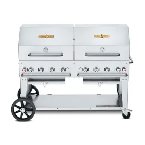 Crown Verity CV-MCB-72RDP 72" Natural Gas Mobile Outdoor Grill with 2 Roll Domes