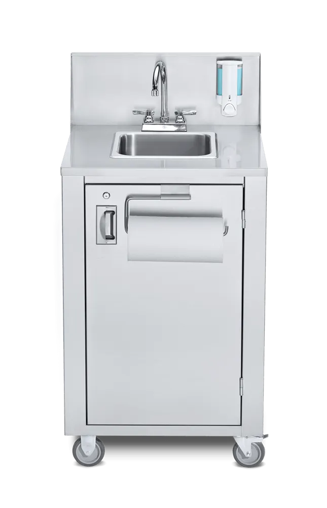 Crown Verity CV-PHS-4C 38 1/3"H Portable Sink w/ 6"D Bowl, Soap Dispenser | Denson CFE