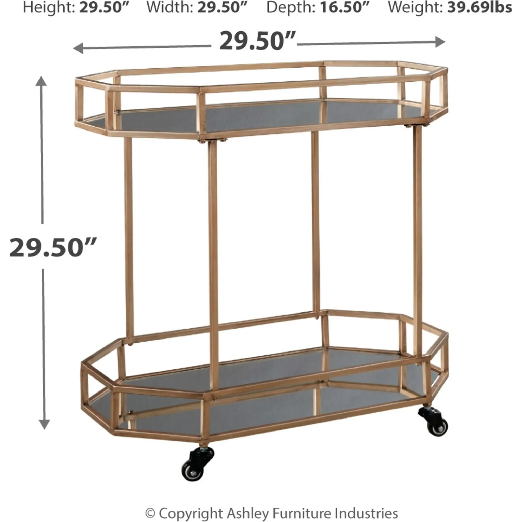 Daymont Bar Cart - Gold Finish