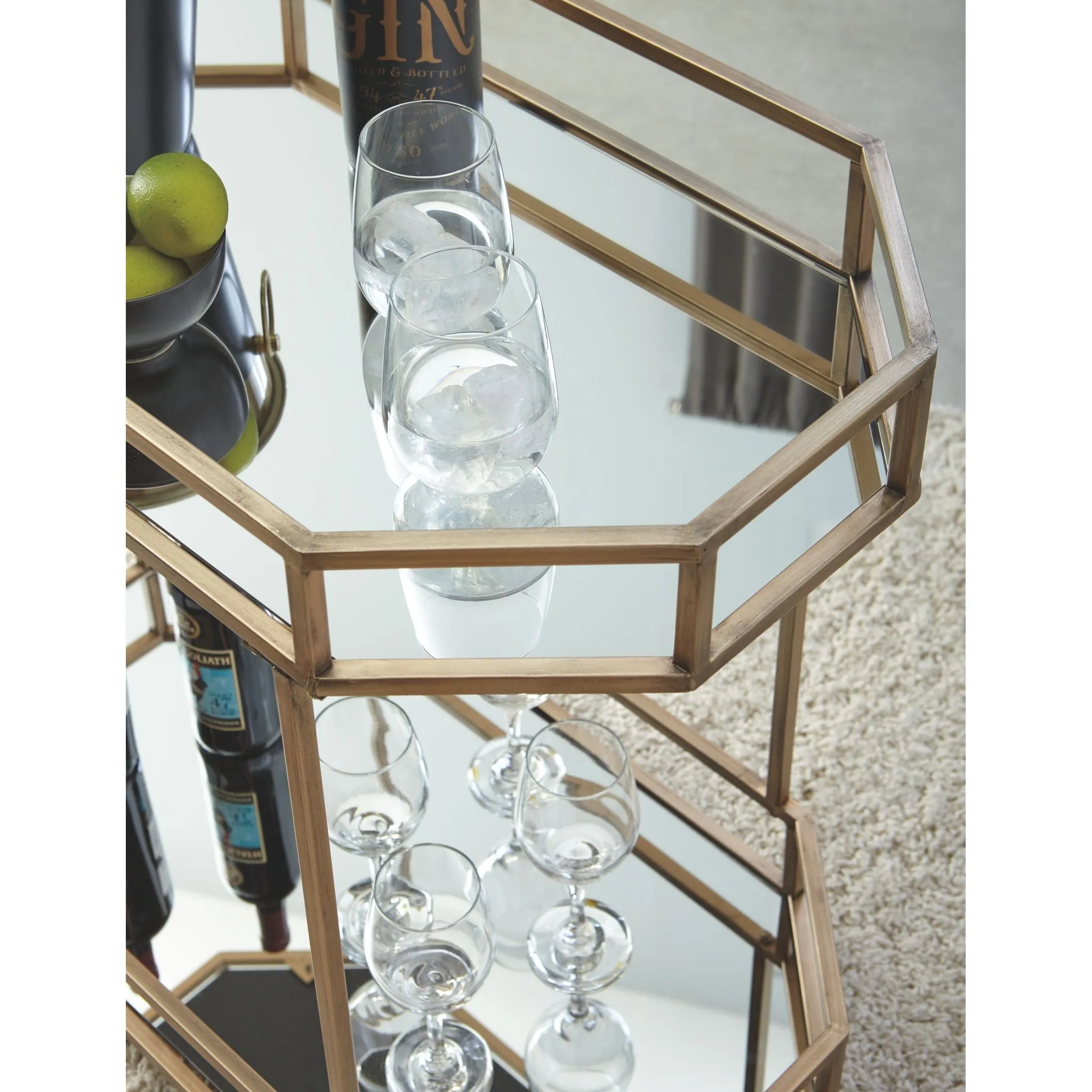Daymont Bar Cart - Gold Finish