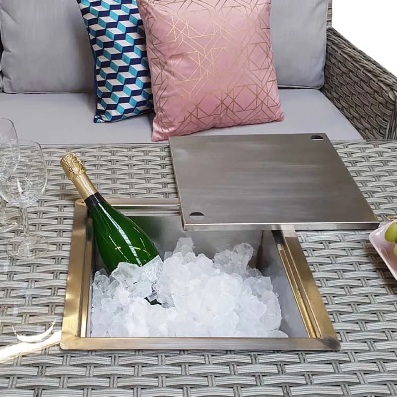 Edwina Corner Dining Sofa With Lift Table And Ice Bucket Special Grey