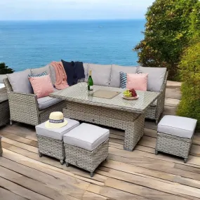 Edwina Corner Dining Sofa With Lift Table And Ice Bucket Special Grey