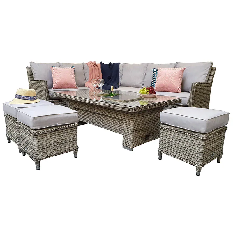 Edwina Corner Dining Sofa With Lift Table And Ice Bucket Special Grey