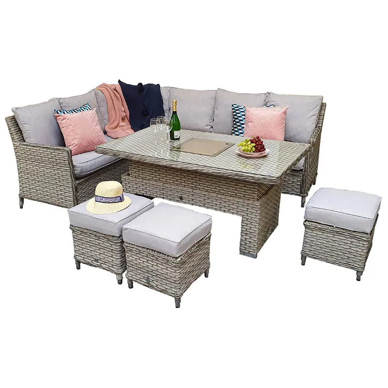Edwina Corner Dining Sofa With Lift Table And Ice Bucket Special Grey