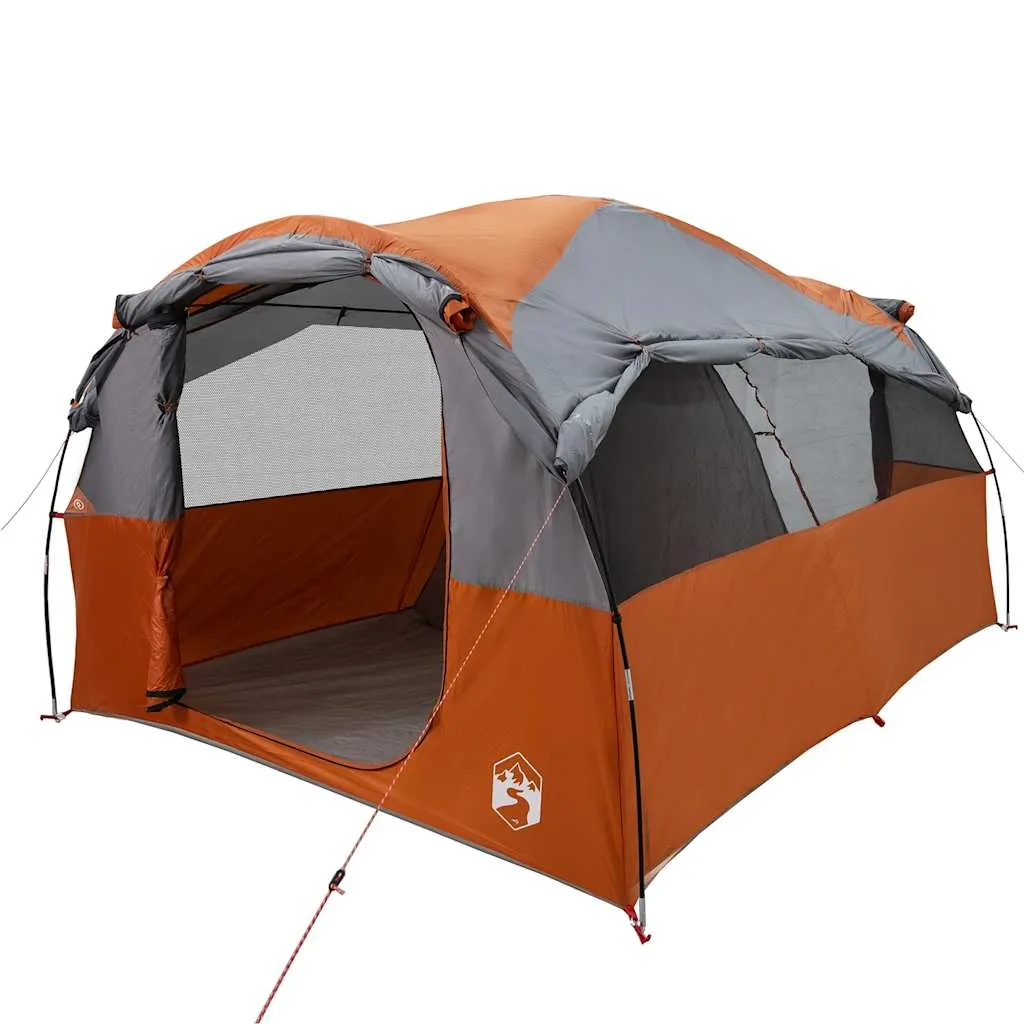 Family Tent Tunnel 6-Person Grey and Orange Waterproof