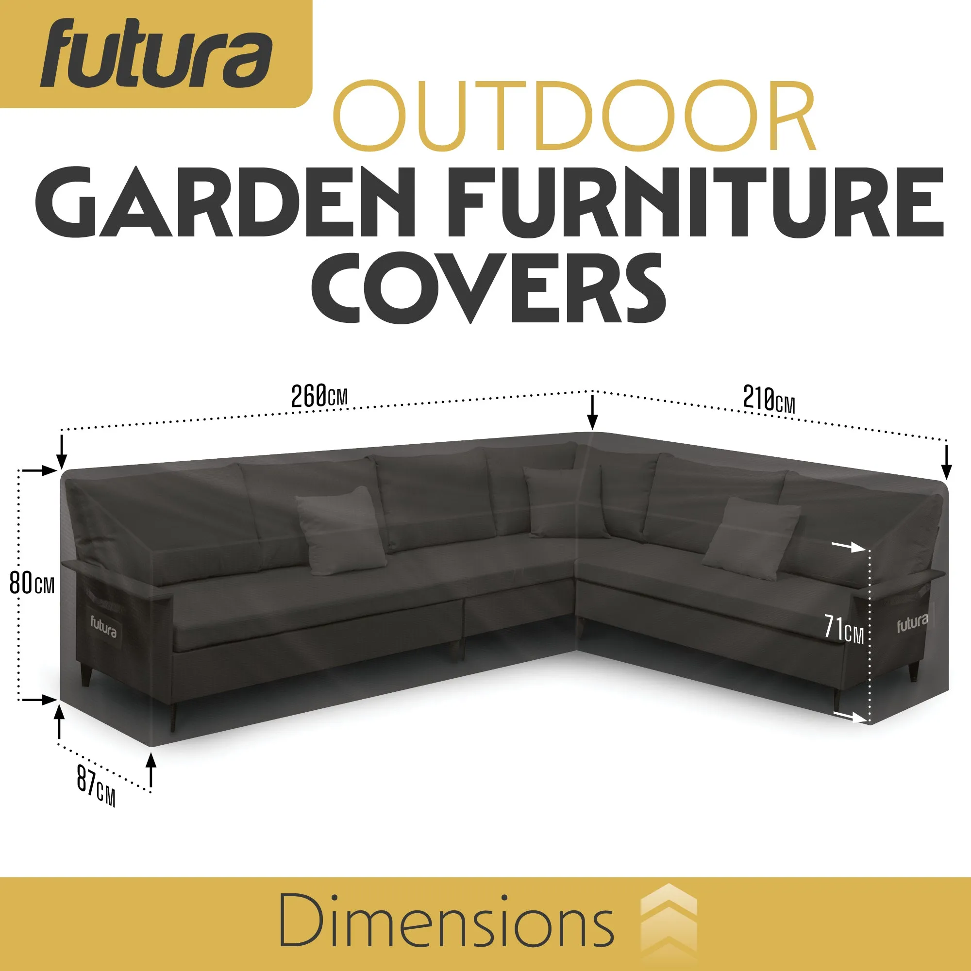 Futura Garden Furniture Cover Weatherproof 260 x 210 x 87 x 80cm V Shaped Heavy Duty Rip Resistant Oxford Fabric