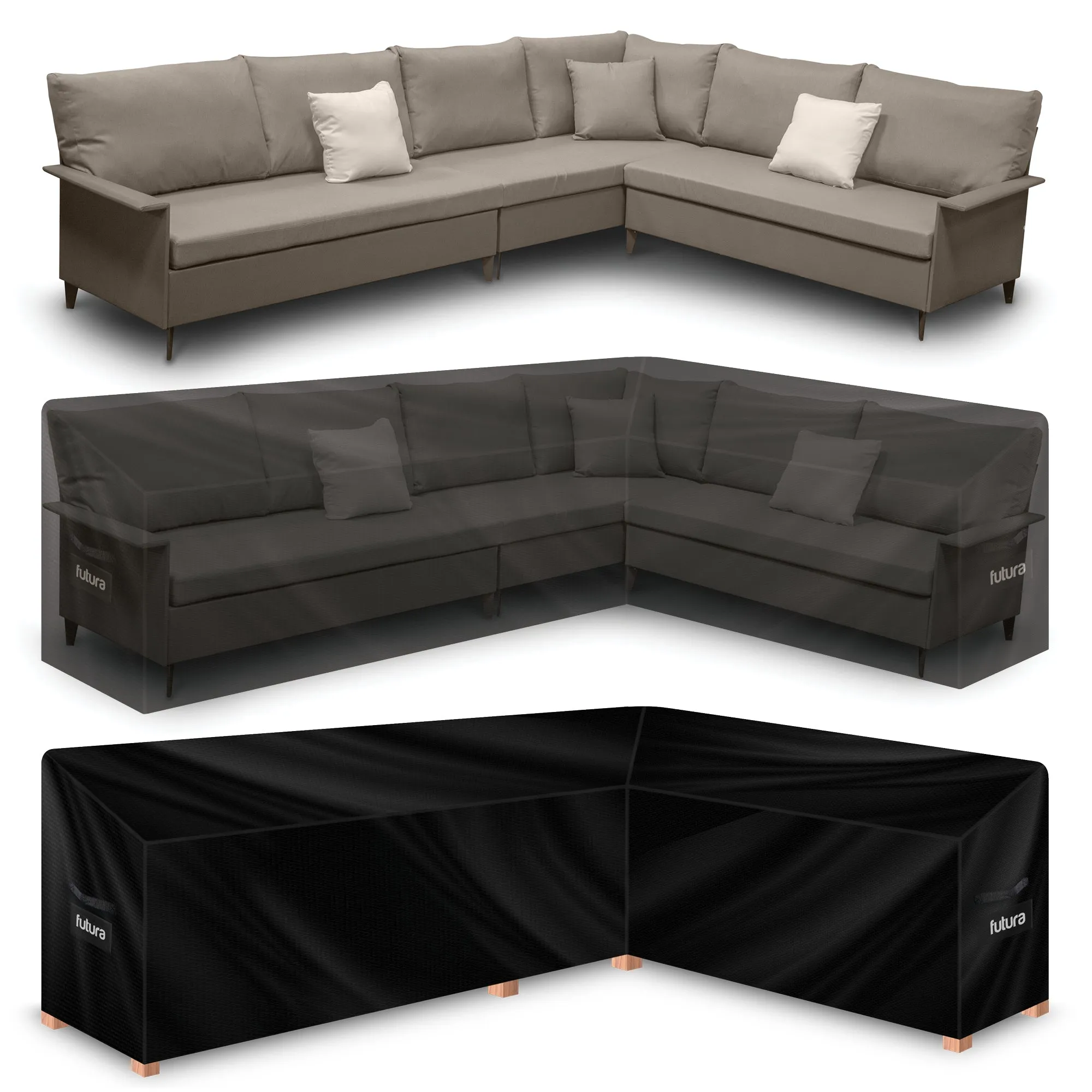Futura Garden Furniture Cover Weatherproof 260 x 210 x 87 x 80cm V Shaped Heavy Duty Rip Resistant Oxford Fabric