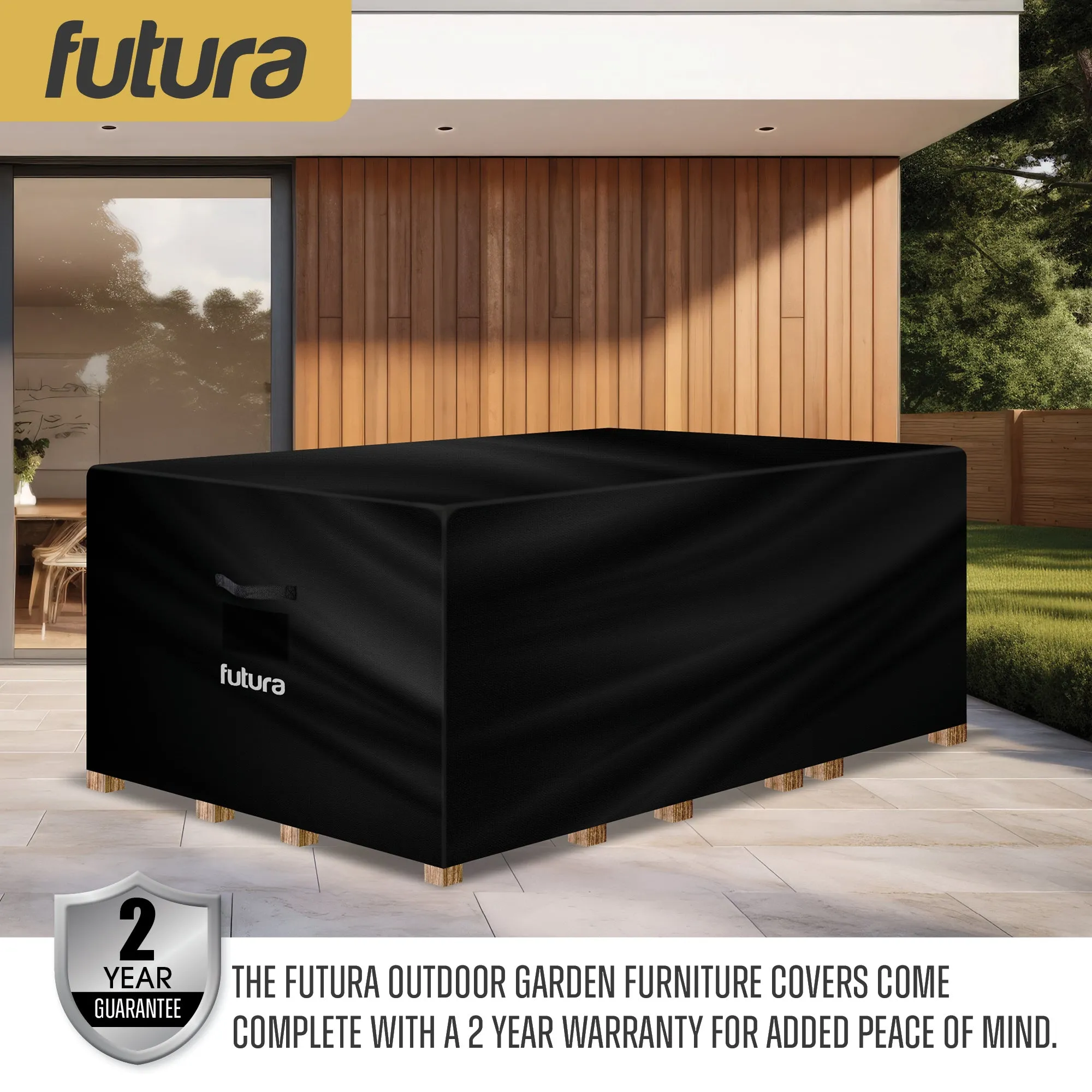 Futura Garden Furniture Cover Weatherproof 270 x 180 x 89cm Rectangular Heavy Duty Rip Resistant Oxford Fabric
