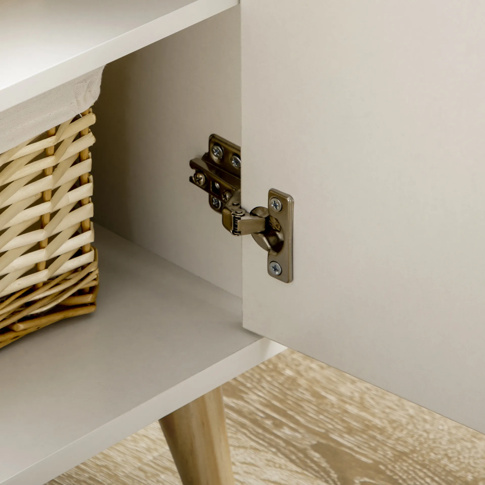 HOMCOM Modern White Sideboard Storage Cabinet with Drawer and 2 Doors for Bedroom, Living Room, and Hallway