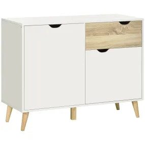 HOMCOM Modern White Sideboard Storage Cabinet with Drawer and 2 Doors for Bedroom, Living Room, and Hallway