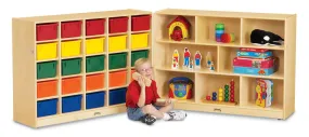 Jonti-Craft® 25 Cubbie-Tray Mobile Fold-n-Lock - with Colored Trays