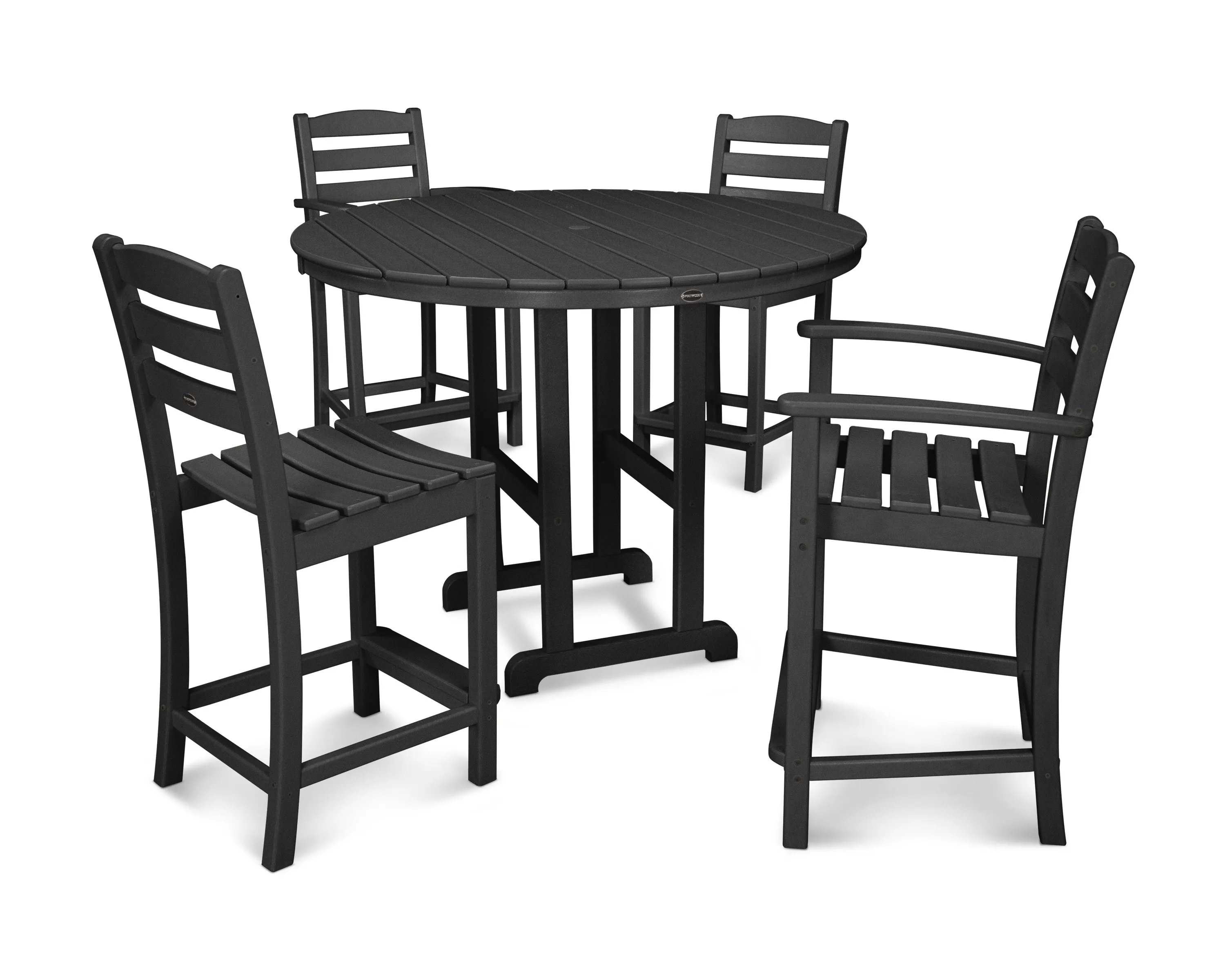 La Casa Café 5-Piece Round Farmhouse Counter Dining Set