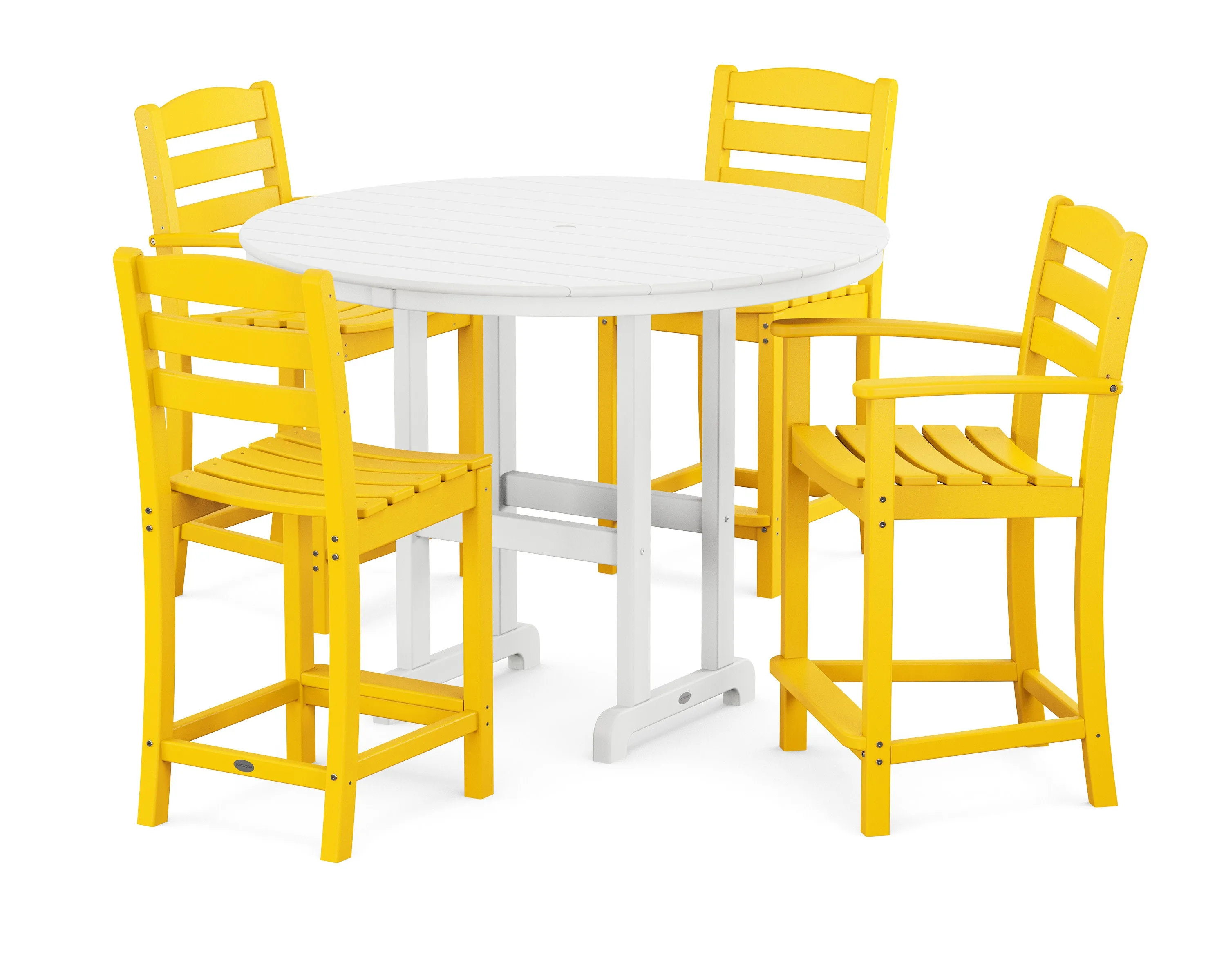 La Casa Café 5-Piece Round Farmhouse Counter Dining Set