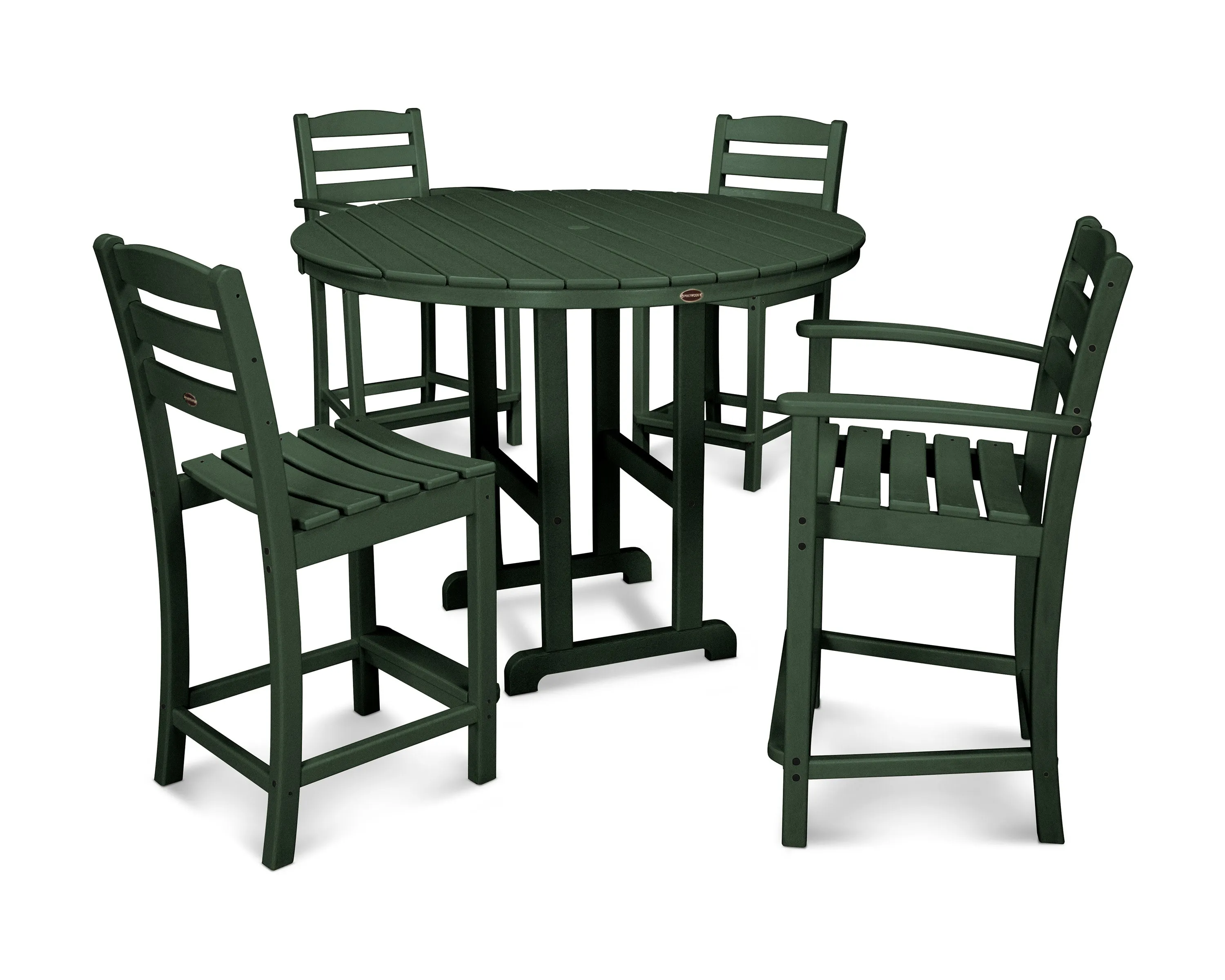 La Casa Café 5-Piece Round Farmhouse Counter Dining Set