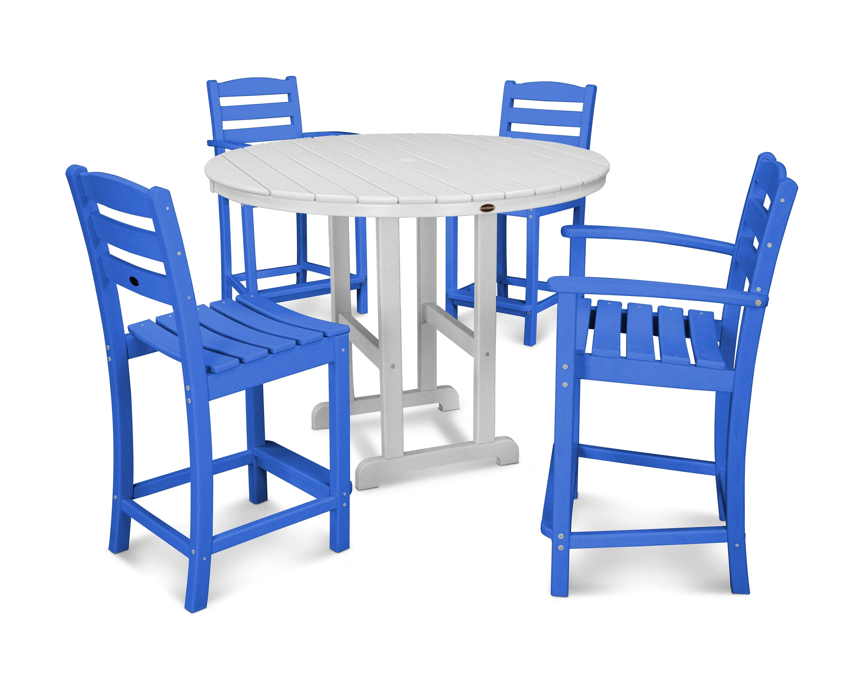 La Casa Café 5-Piece Round Farmhouse Counter Dining Set